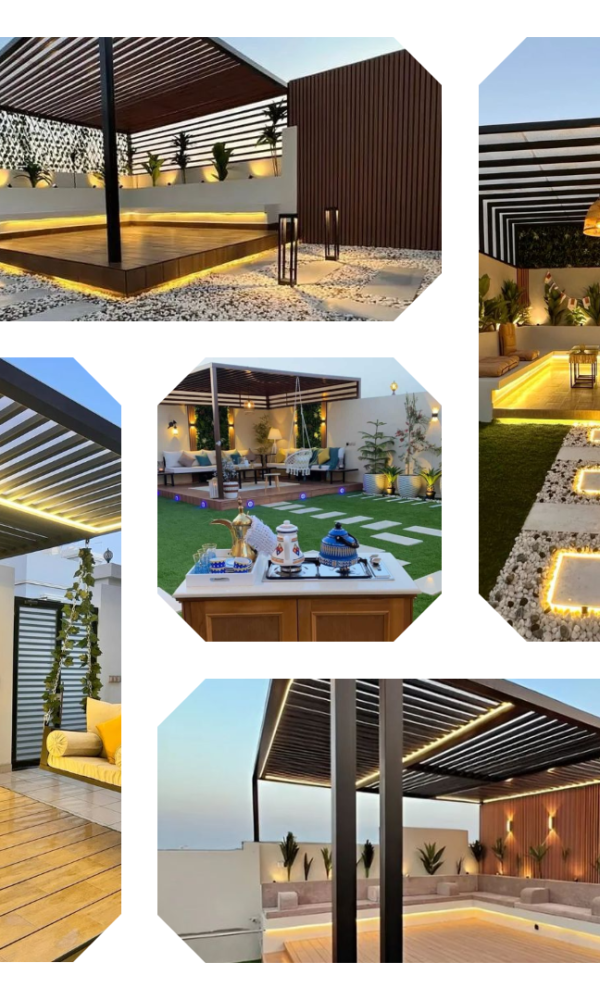 تنسيق المساحات الداخلية وتصميم وتنفيذ احدث اشكال البرجولات والجلسات بمساحات خضراء خلابه في الدمام والجبيل وجميع مدن المنطقة الشرقية